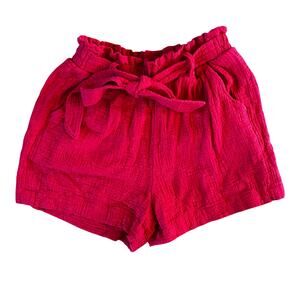 Knox Rose Red Crinkle Gauze Eyelet Paperbag Shorts - Size S